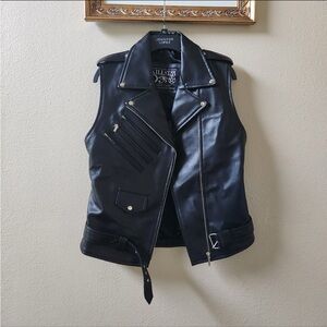 Killstar Core Faux Leather biker jacket, Black Punk Gothic Alternative vest